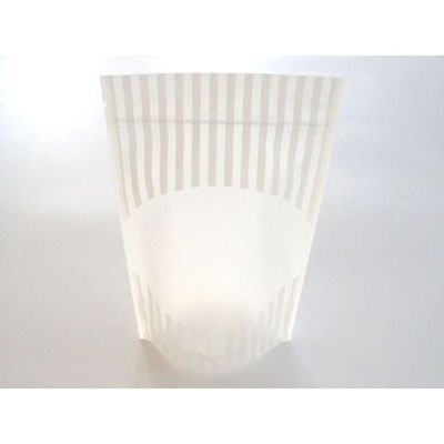 チャック付袋 マット白ストライプスタンドチャック袋 140×210(180)×41 SMWJ-3 500枚(100枚×5)（直送品）