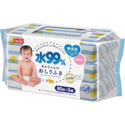 アイプラス レック 水99おしりふき80枚×3 E00872 1セット(48個:3個×16袋) 428-4565（直送品）