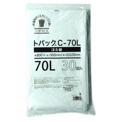 オザックス トパックゴミ袋 C 70L 厚さ0.020mm 30枚 00442598 1冊(30枚) 459-4828（直送品）