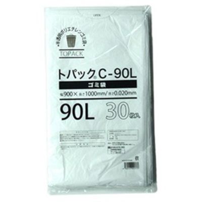 オザックス トパックゴミ袋 C 90L 厚さ0.020mm 30枚 00442599 1冊(30枚) 458-0650（直送品）