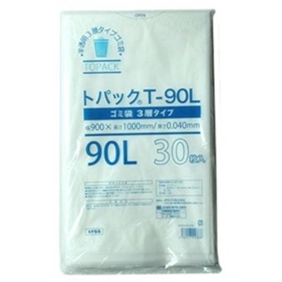 オザックス トパックゴミ袋 T 90L 厚さ0.040mm 30枚 00442646 1冊(30枚) 458-0653（直送品）