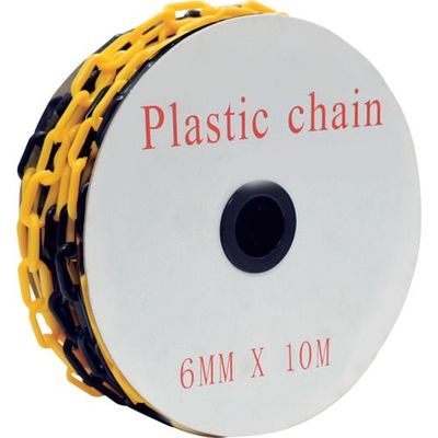 セーフラン安全用品 セーフラン プラスチックチェーン 黄/黒 トラチェーン 10m J2437-10 1巻 365-1334（直送品）