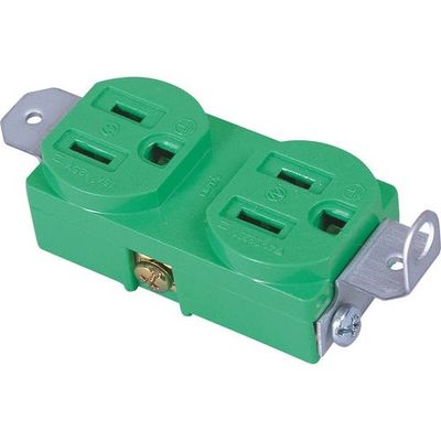 日動工業 日動 金具付コンセント 緑 2PE-GK 1個 162-2047（直送品）