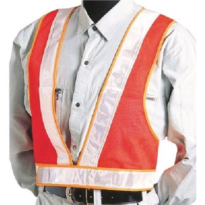 つくし工房 つくし 安全チョッキ 白 高輝度反射 オレンジメッシュ TY-10 1着 185-0947（直送品）