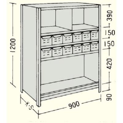 日本ファイリング NF 引出し付軽量物品棚W900D300H1200F5 LA43K-75 1台 136-3409（直送品）