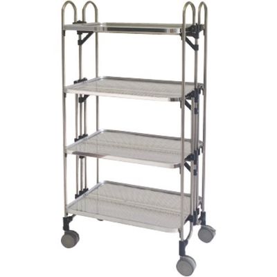 トクヤマ ステンレス パンチング折りたたみ式ワゴン FEOPM-4 1台 176-8997（直送品）