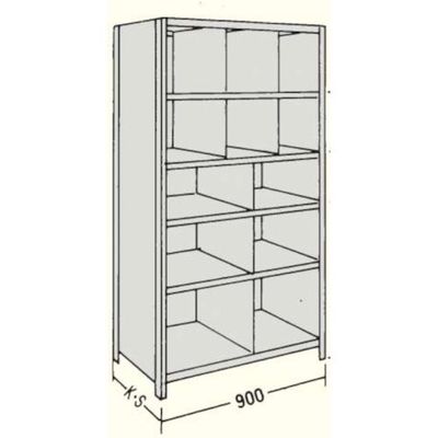 日本ファイリング NF 縦仕切付軽量物品棚W900D300H1800F6 LA63K-36 1台 136-0251（直送品）