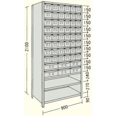 日本ファイリング NF 引出し付軽量物品棚W900D450H2100F13 LA73S-713 1台 136-1778（直送品）