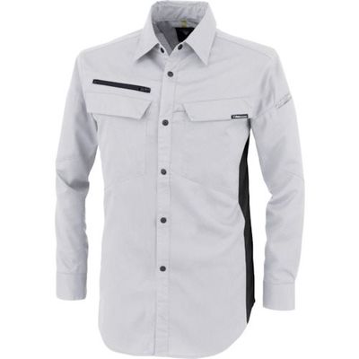 ジーベック XEBEC 裏綿ストレッチ長袖シャツ1513ー22ーL シルバーグレー 1513-22-L 1着 382-7571（直送品）