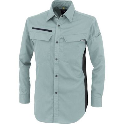 ジーベック XEBEC 裏綿ストレッチ長袖シャツ1513ー605ーLL ミストグリーン 1513-605-LL 1着 383-5452（直送品）