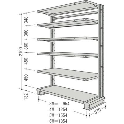 日本ファイリング NF キャンチラック単式増結1連W1854D570H2100F6 CR76S-S6B 1台 136-1784（直送品）