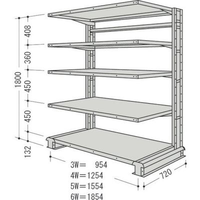 日本ファイリング NF キャンチラック単式1連W1554D720H1800F5 CR65L-S5 1台 135-7128（直送品）