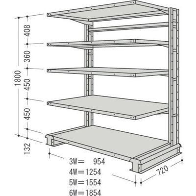 日本ファイリング NF キャンチラック単式1連W954D720H1800F5 CR63L-S5 1台 135-8706（直送品）