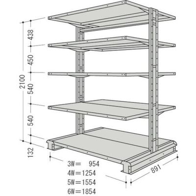 日本ファイリング NF キャンチラック複式増結1連W1854D891H2100F5 CR76S-W5B 1台 136-3456（直送品）