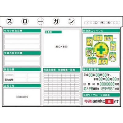 つくし工房 つくし スチール製安全掲示板3点タイプ 施工サイクル(イラスト)箱屋根付 KG-313B 1組(1枚) 185-7415（直送品）