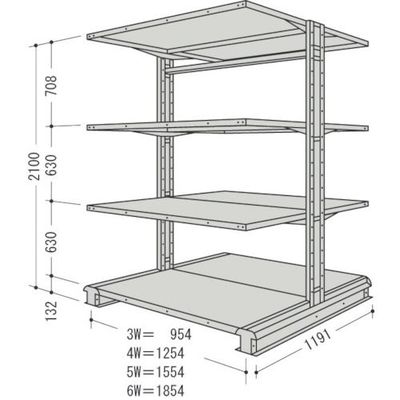 日本ファイリング NF キャンチラック複式1連W954D1191H2100F4 CR73L-W4 1台 136-1803（直送品）