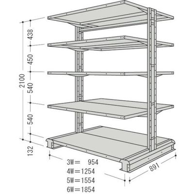 日本ファイリング NF キャンチラック複式増結1連W954D891H2100F5 CR73S-W5B 1台 135-3891（直送品）