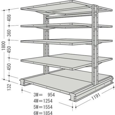 日本ファイリング NF キャンチラック複式1連W1554D1191H1800F5 CR65L-W5 1台 135-8625（直送品）