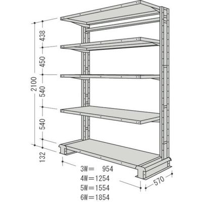 日本ファイリング NF キャンチラック単式1連W1254D570H2100F5 CR74S-S5 1台 136-3366（直送品）