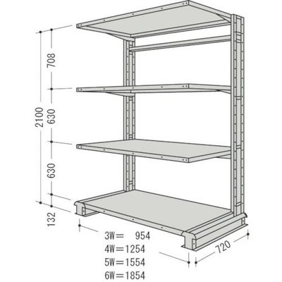 日本ファイリング NF キャンチラック単式1連W1254D720H2100F4 CR74L-S4 1台 136-0274（直送品）