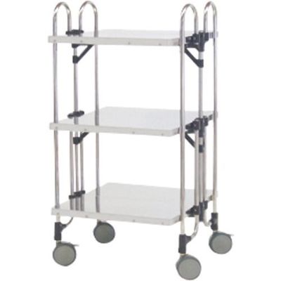 トクヤマ ステンレス 折りたたみ式ワゴン フラット棚 FEA-3FF 1台(1個) 176-9495（直送品）