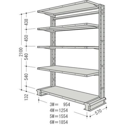 日本ファイリング NF キャンチラック単式1連W1854D570H2100F5 CR76S-S5 1台 136-4935（直送品）