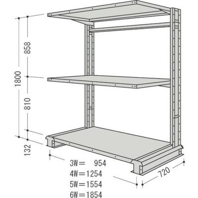 日本ファイリング NF キャンチラック単式増結1連W1554D720H1800F3 CR65L-S3B 1台 136-0186（直送品）