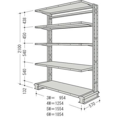 日本ファイリング NF キャンチラック単式1連W954D570H2100F5 CR73S-S5 1台 136-3439（直送品）