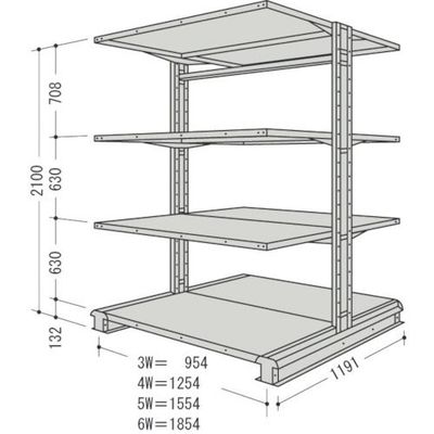 日本ファイリング NF キャンチラック複式1連W1254D1191H2100F4 CR74L-W4 1台 136-3346（直送品）