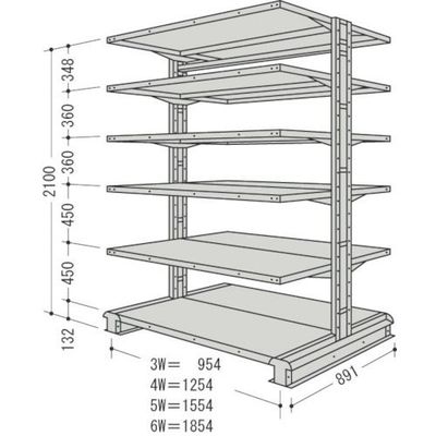 日本ファイリング NF キャンチラック複式増結1連W1254D891H2100F6 CR74S-W6B 1台 135-5543（直送品）