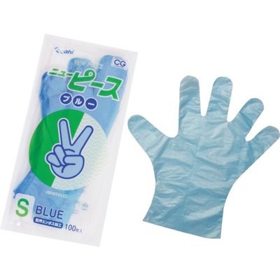 Asahi バイオマス ポリエチレン手袋 ニューピースブルー袋入S(100枚入) 11410 1セット(12000枚:100枚×120袋)（直送品）