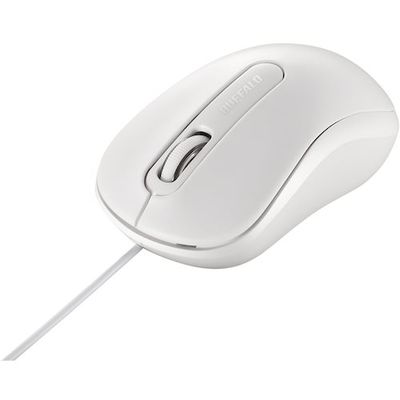 バッファロー BAFFALO 有線 光学式マウス 3ボタンタイプ Mサイズ ホワイト BSMOU050MWHZ 1個 457-6219（直送品）