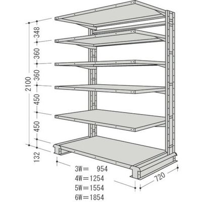日本ファイリング NF キャンチラック単式1連W1554D720H2100F6 CR75L-S6 1台 135-5488（直送品）