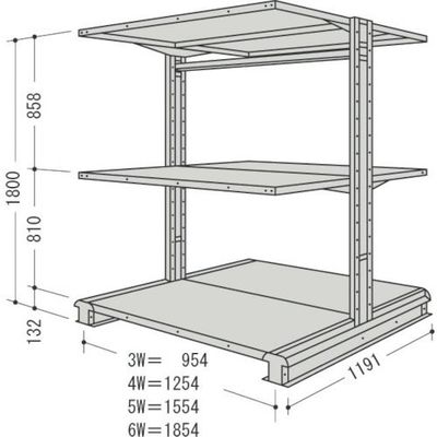 日本ファイリング NF キャンチラック複式1連W1854D1191H1800F3 CR66L-W3 1台 135-8685（直送品）