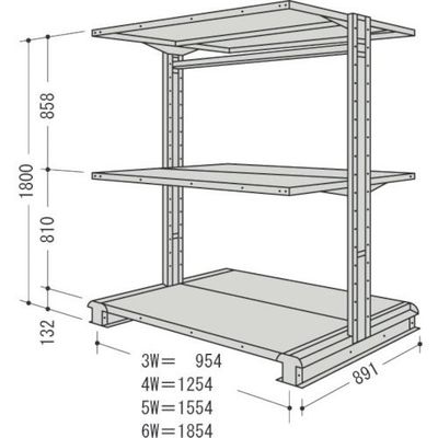 日本ファイリング NF キャンチラック複式増結1連W954D891H1800F3 CR63S-W3B 1台 136-0212（直送品）