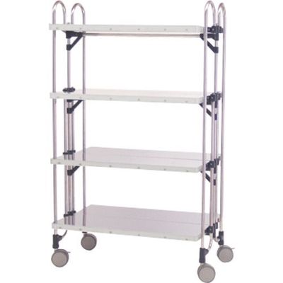 トクヤマ ステンレス 折りたたみ式ワゴン フラット棚 FEAW-4FF 1台(1個) 176-8996（直送品）