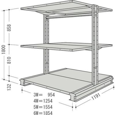 日本ファイリング NF キャンチラック複式1連W954D1191H1800F3 CR63L-W3 1台 135-3910（直送品）