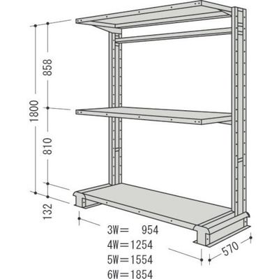 日本ファイリング NF キャンチラック単式増結1連W1854D570H1800F3 CR66S-S3B 1台 136-0276（直送品）