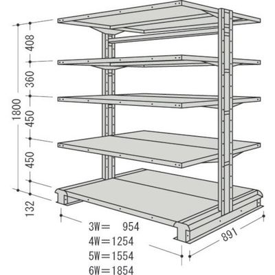 日本ファイリング NF キャンチラック複式1連W954D891H1800F5 CR63S-W5 1台 135-8638（直送品）