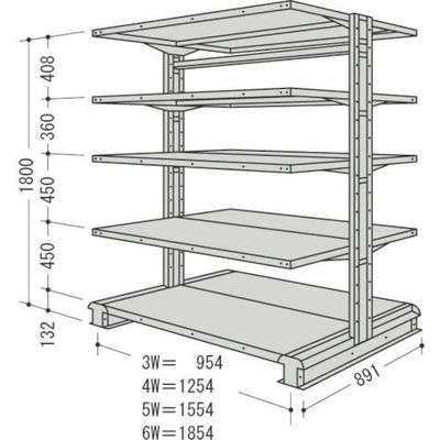 日本ファイリング NF キャンチラック複式1連W1254D891H1800F5 CR64S-W5 1台 136-0243（直送品）