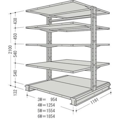 日本ファイリング NF キャンチラック複式増結1連W1554D1191H2100F5 CR75L-W5B 1台 136-1869（直送品）
