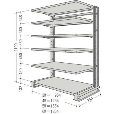 日本ファイリング NF キャンチラック単式増結1連W1254D720H2100F6 CR74L-S6B 1台 136-0218（直送品）