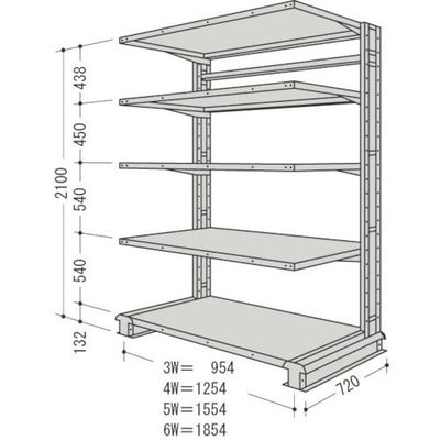 日本ファイリング NF キャンチラック単式1連W1254D720H2100F5 CR74L-S5 1台 135-3876（直送品）