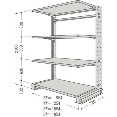 日本ファイリング NF キャンチラック単式1連W1554D720H2100F4 CR75L-S4 1台 136-1780（直送品）