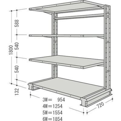 日本ファイリング NF キャンチラック単式1連W1554D720H1800F4 CR65L-S4 1台 135-3906（直送品）