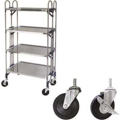 トクヤマ ステンレス 折りたたみ式ワゴン ゴムキャスター仕様 FEAW-4GM 1台 176-8952（直送品）