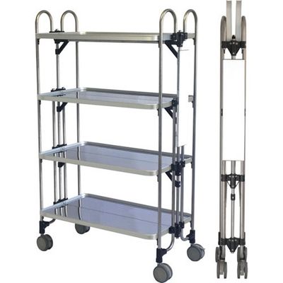 トクヤマ ステンレス 折りたたみ式ワゴン サイド表示仕様 FEAW-S-4 1台 176-8983（直送品）