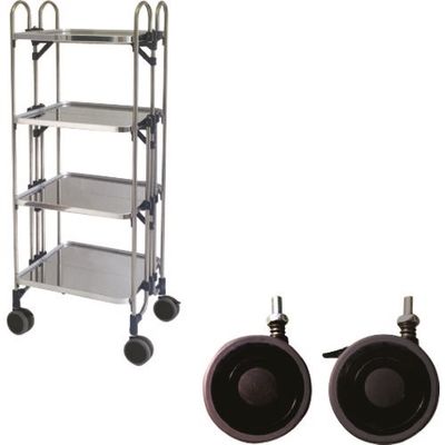 トクヤマ ステンレス パンチング折りたたみ式ワゴン 振動吸収キャスター FEOP-4SP 1台 176-8989（直送品）