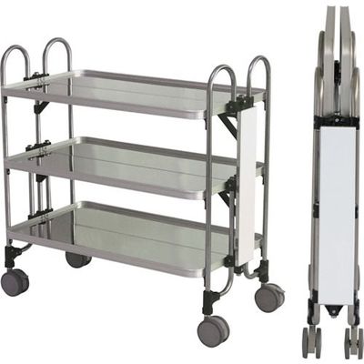 トクヤマ ステンレス 折りたたみ式ワゴン サイド表示仕様 FEAW-S-3 1台 176-8978（直送品）