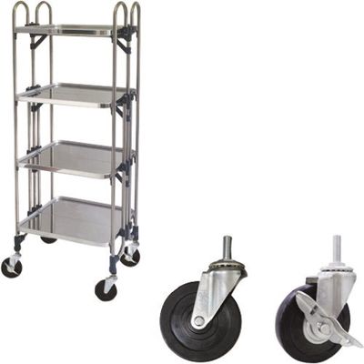 トクヤマ ステンレス 折りたたみ式ワゴン ゴムキャスター仕様 FEA-4GM 1台 176-8982（直送品）